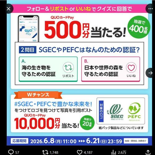 森林認証 SGEC・PEFCで豊かな未来を!キャンペーンの詳細