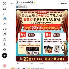 ＃東北土産牛たん味2品発売記念 プレゼントキャンペーンの概要
